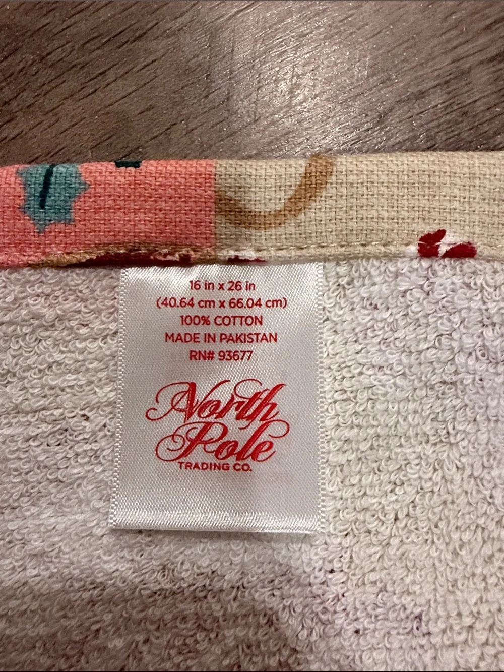 North Pole Cream Reversible Holiday Print Kitchen Towel 16inx26in
